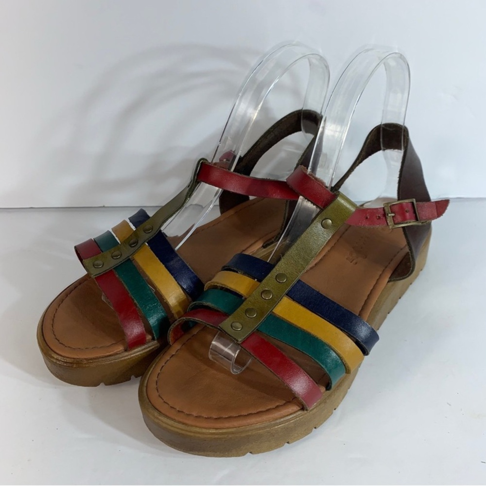 Bambi multi color strap slingback sandals size 7- 7.5/38